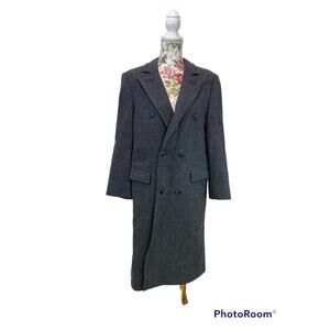 VTG Wool Brooks Brothers Double Breasted Street Wear Lined Midi Coat Gray 20/S-M